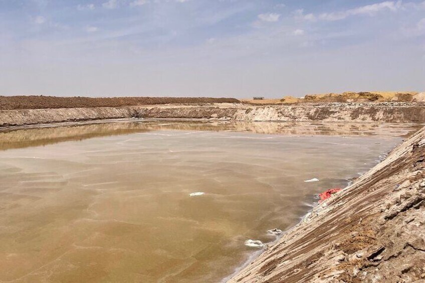 Salt extraction process in AlQasab salt town.