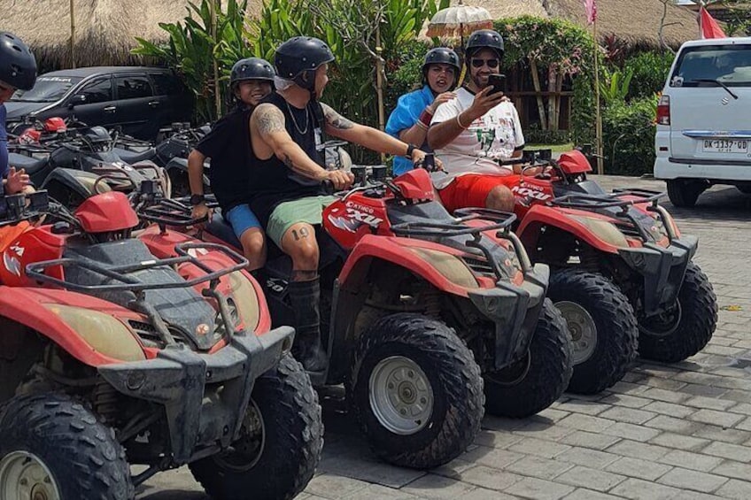 Bali ATV ride through river, tunnel, waterfall, cave and jungle