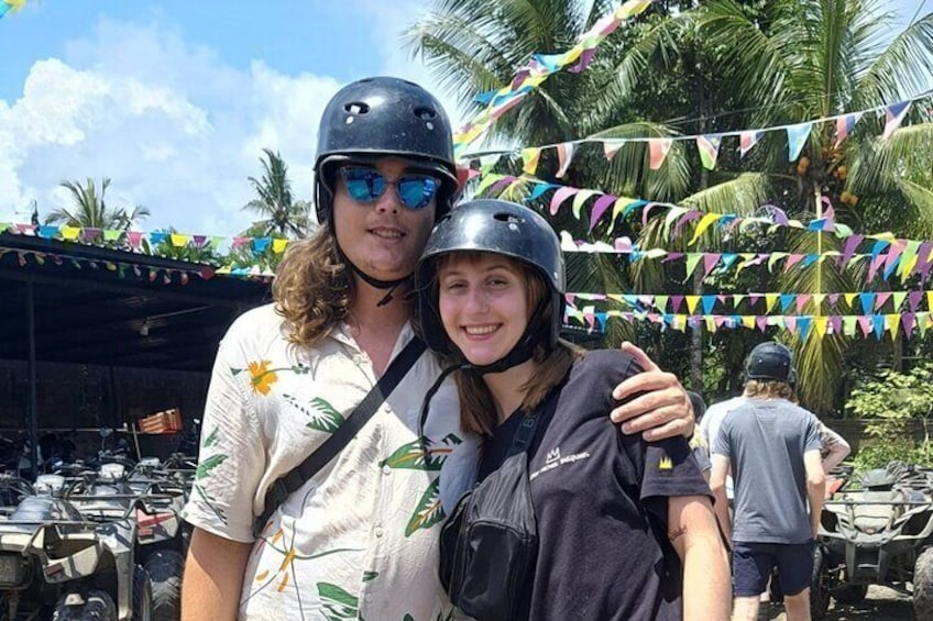 Bali ATV ride through river, tunnel, waterfall, cave and jungle