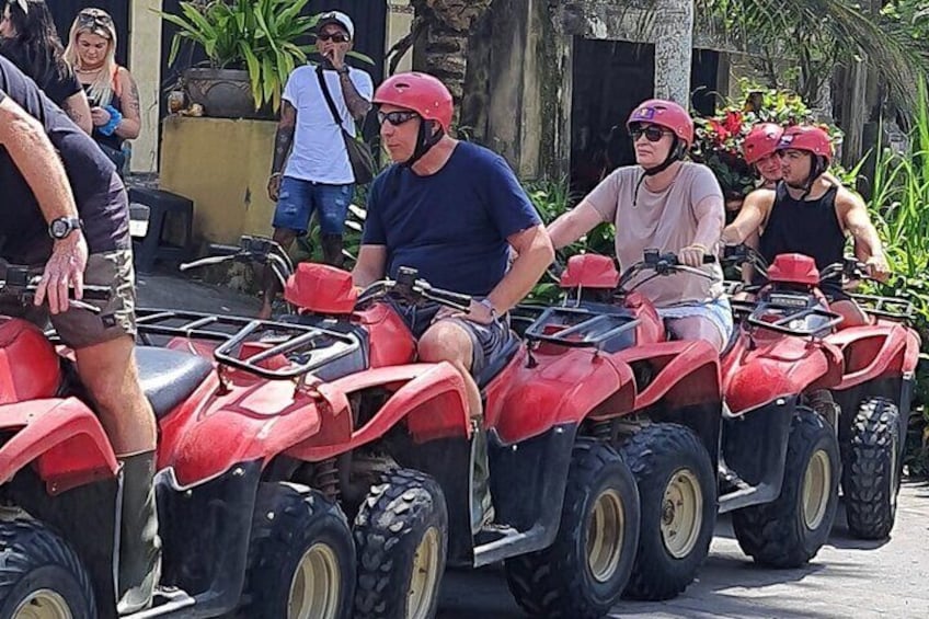 Bali ATV ride through river, tunnel, waterfall, cave and jungle