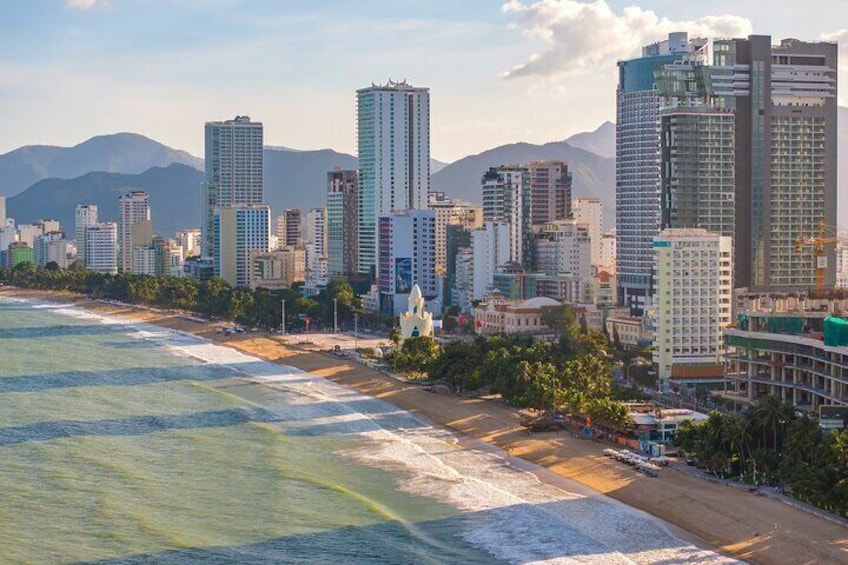 Nha Trang city as seen from the sea.