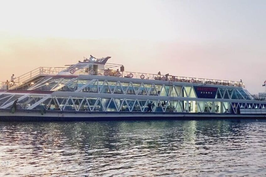 Experience luxury aboard our elegant Nile cruise, with stunning sunset views and a serene atmosphere.