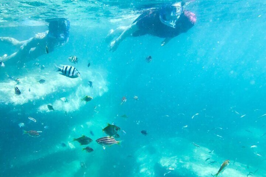 Two children snorkelling 