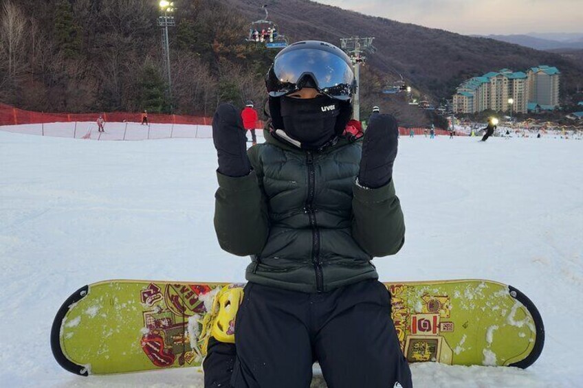 Ski and Snowboard Lesson in the Snowy Mountains of Korea