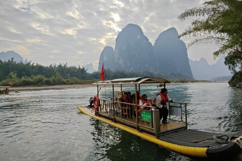 Electri boat in Li River