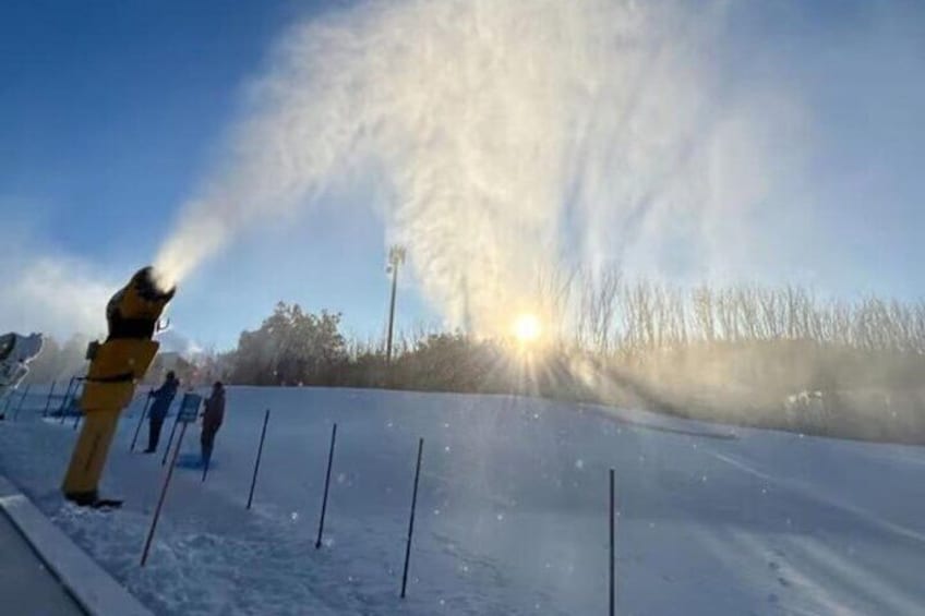 Discover winter magic at Lake Mountain! Witness the snow making marvels, glide down pristine slops, and soak the alpine beauty.