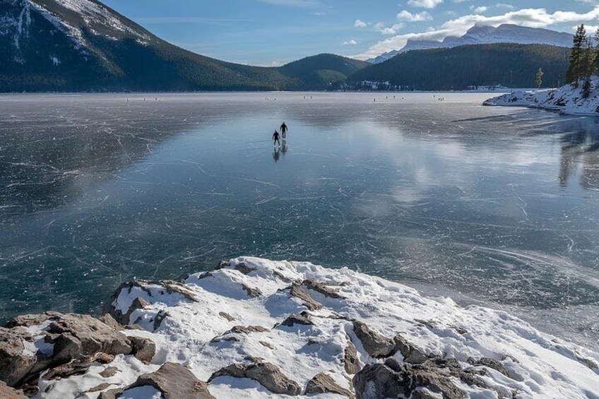 Skating on Lake Minnewanka