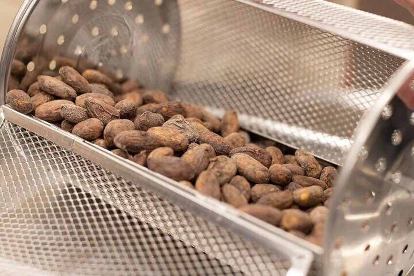 Learn how to roast cocoa beans to develop the chocolate flavour.