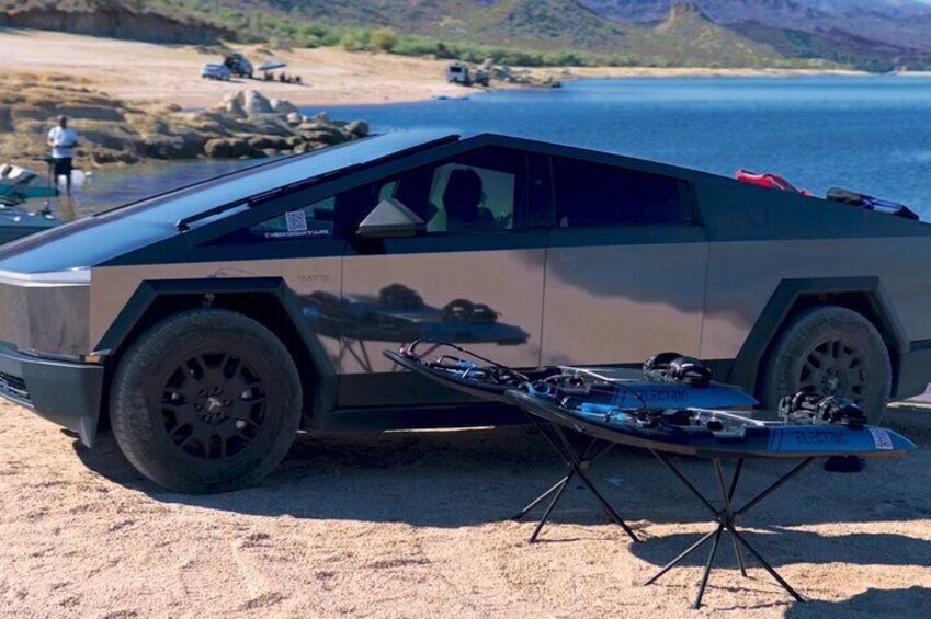 Tesla Cybertruck and Jetsurf Tour in the Sonora Desert Lake