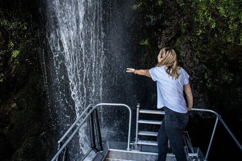 The plummeting depths of crystal clear waters make it easy to get to the base of the waterfalls.