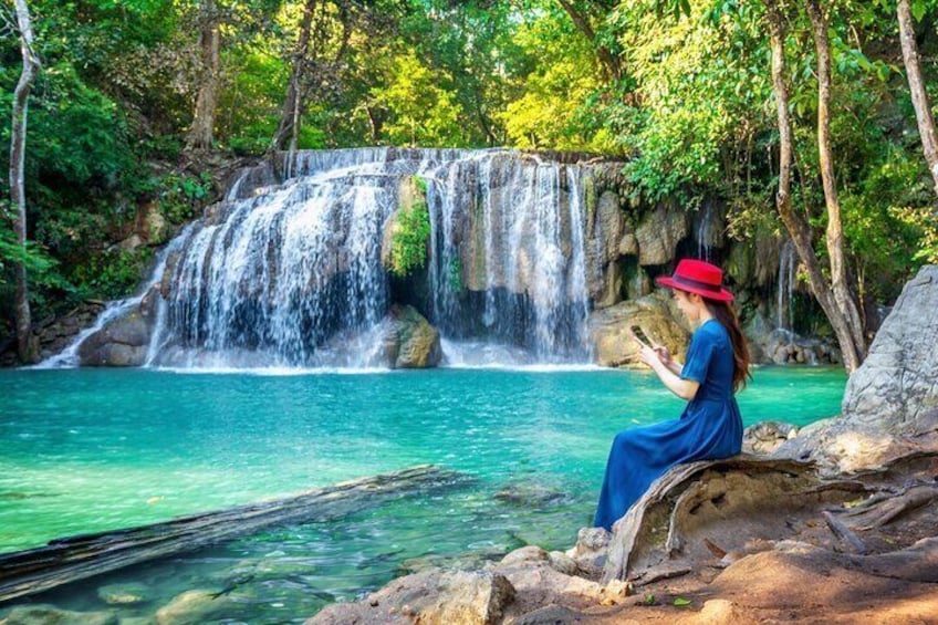 Full Day Erawan Waterfall and River Kwai Private Guided Tour