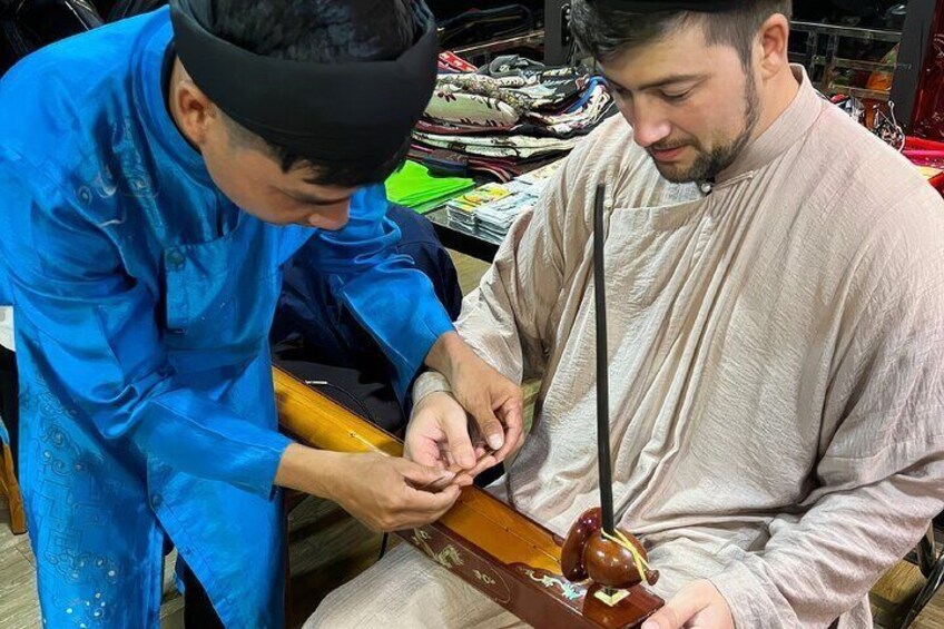 Customer getting introduced to the instruments