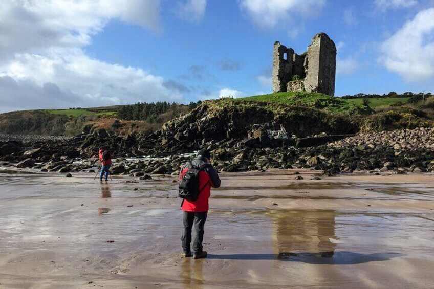 On the beach at Minard Castle