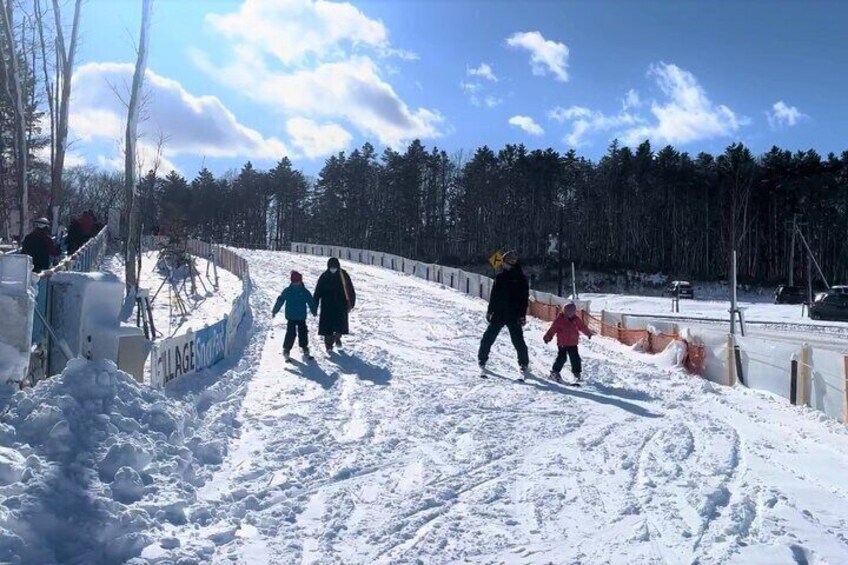 Snow Fun and First Ski or Snowboard at Hokkaido F VILLAGE