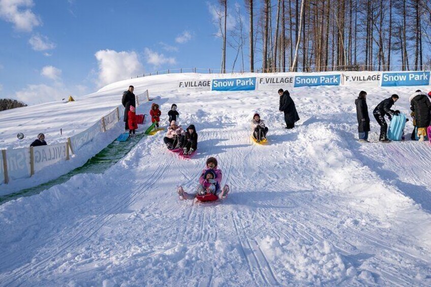 Snow Fun and First Ski or Snowboard at Hokkaido F VILLAGE