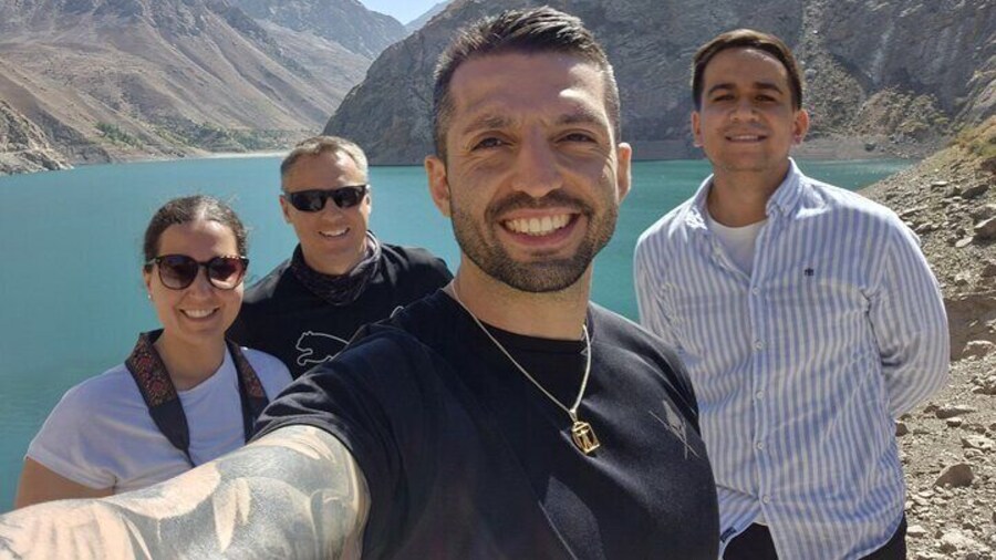 with tourists