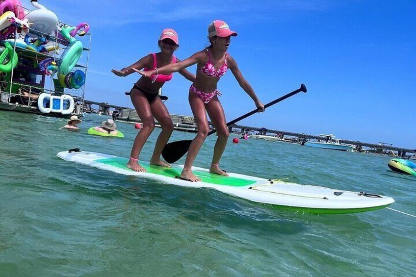 Cruisers enjoying there paddleboard rental at Crab Island.