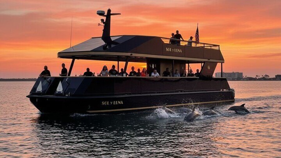 SOL y LUNA cruising from the Baytowne Marina for a sunset dolphin cruise.