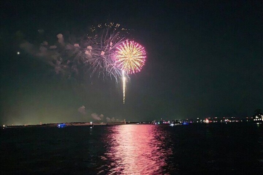 Fireworks seen from SunVenture during the Sandestin Fireworks Cruise. 