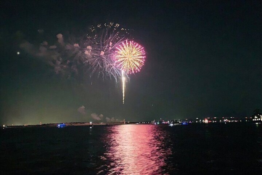 Fireworks seen from SunVenture during the Sandestin Fireworks Cruise.