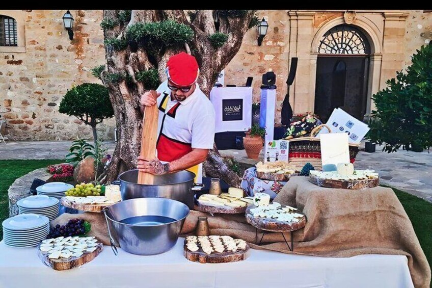 Sicilian Tasting and Show Cooking Mozzarella on the Terrace