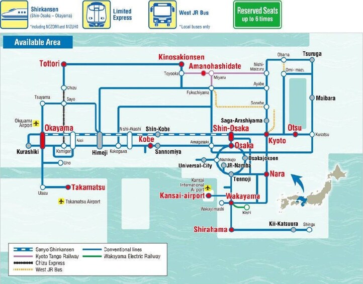 3-Day Kansai WIDE Area Excursion Pass [For Tourists & Foreign Residents] 