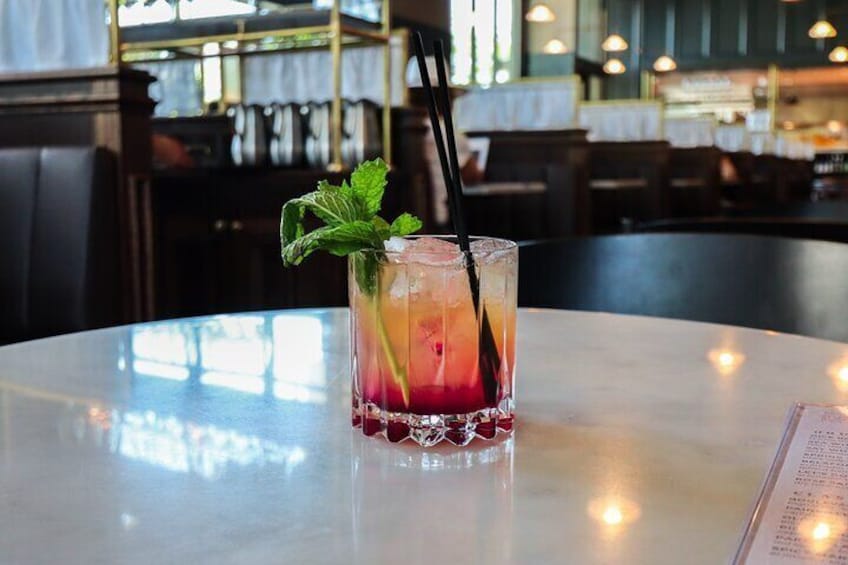It's 5 O'Clock somewhere. Let's start out with a lovely cocktail at Stop #1.