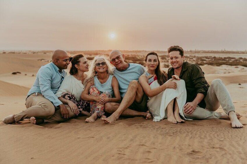 Family visiting Swakopmund round their holiday of with a photoshoot to remember their time in Namibia.