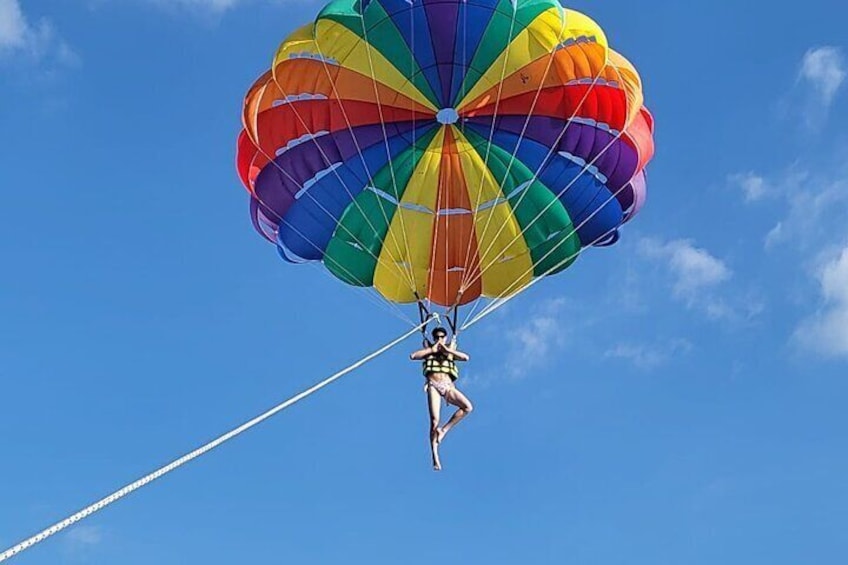 Parasailing High Above The Beautiful Patong Bay