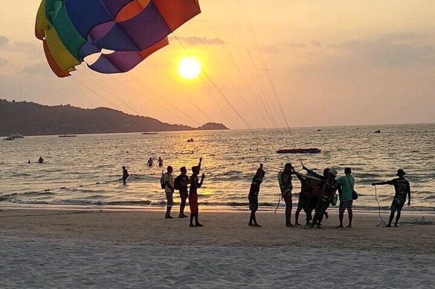 Parasailing High Above The Beautiful Patong Bay