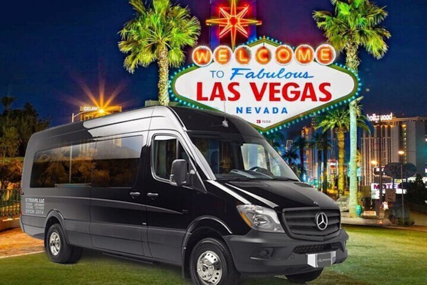 Experience the dazzling lights of Las Vegas in luxury on an exclusive night tour aboard a Mercedes-Benz Sprinter limo