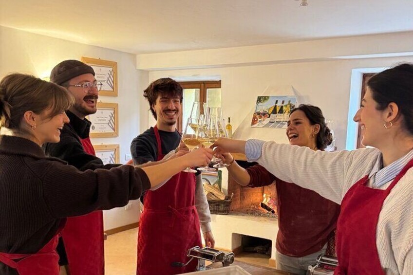 Cooking class with wine tasting at a Farmhouse