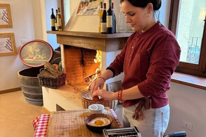 Cooking class with wine tasting at a Farmhouse
