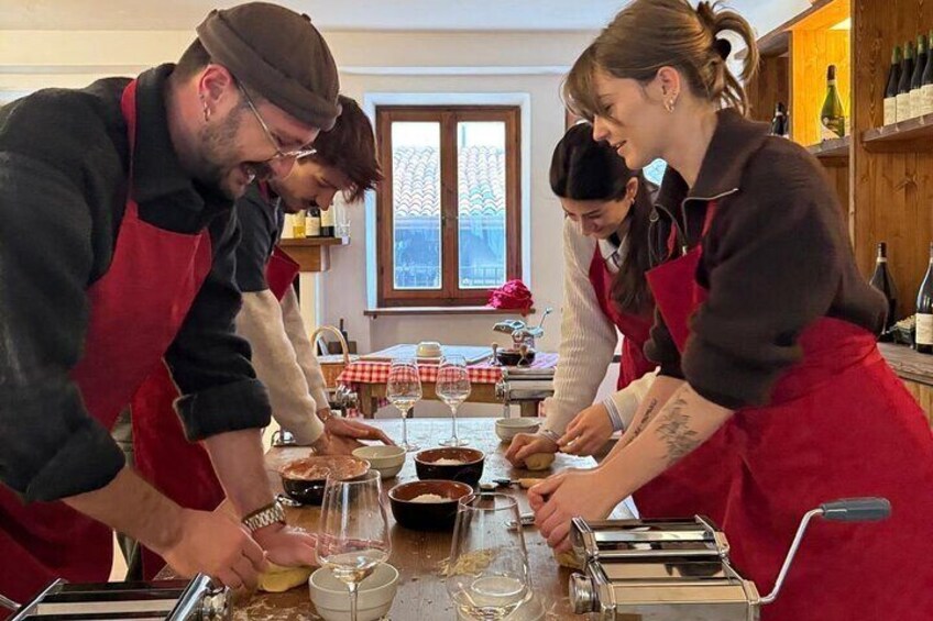 Cooking class with wine tasting at a Farmhouse