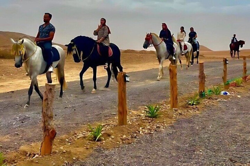 Embark on a unique mule ride across the picturesque Agafay Desert, surrounded by breathtaking landscapes and traditional charm.
