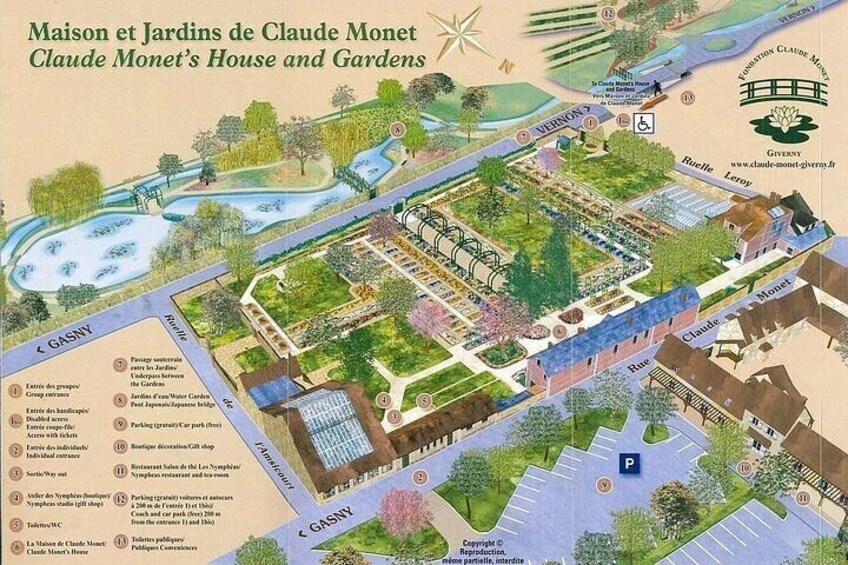 Detailed map of Claude Monet's House 