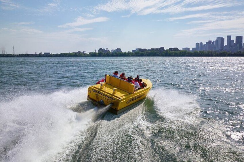 Guided Speed Boating Tour from Downtown Montreal