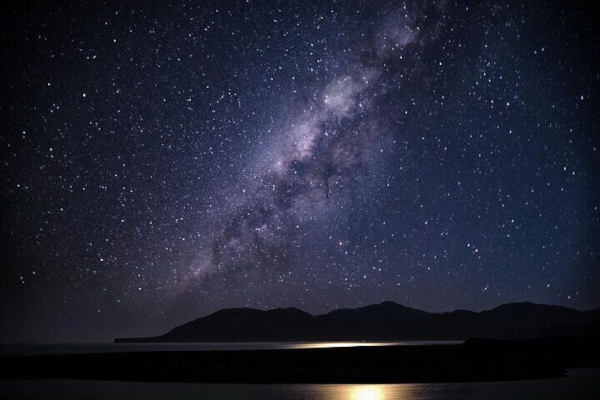 Evening boat swim under the starry sky of Portofino