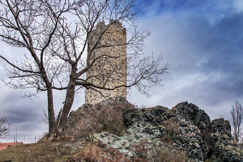 We have a little secret castle here, just a few steps from the car. No strenuous hiking is needed to touch a piece of Gothic history.