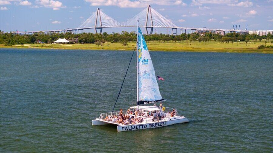 Morning Charleston Harbor Sail Lux Catamaran Shade and Seating