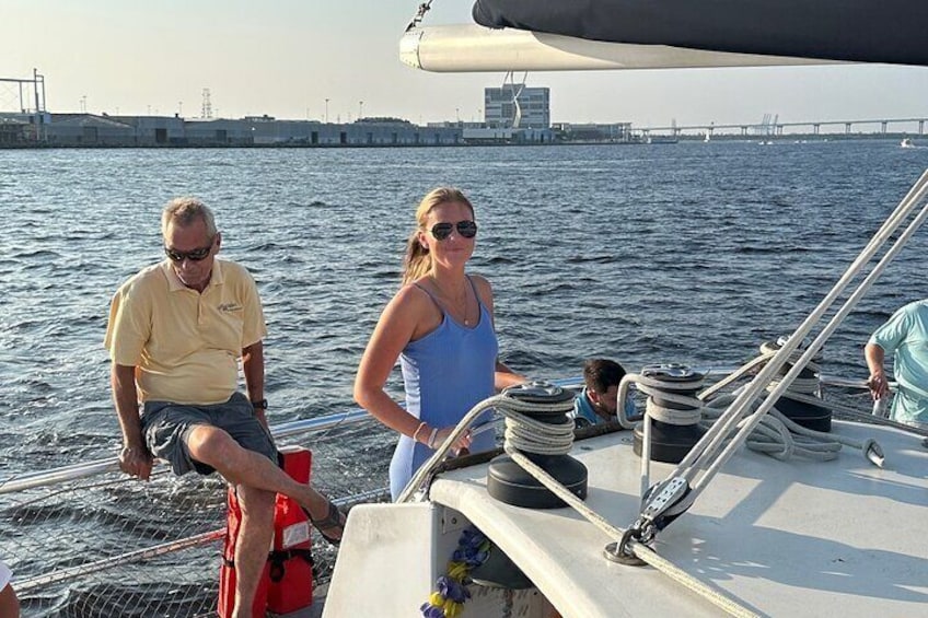 Morning Charleston Harbor Sail Lux Catamaran Shade and Seating