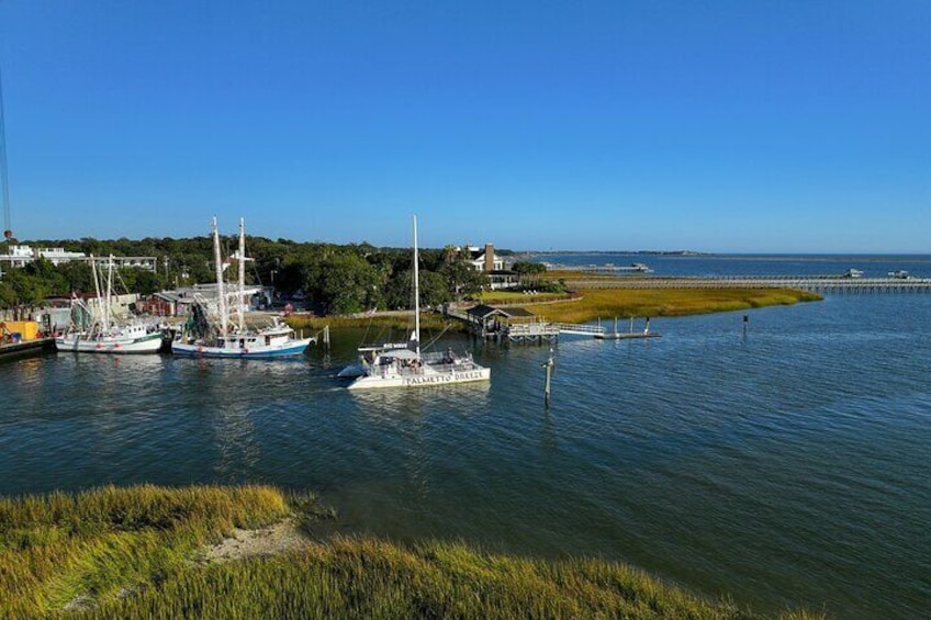 Morning Charleston Harbor Sail Lux Catamaran Shade and Seating