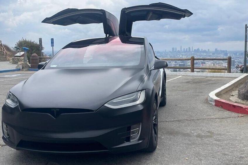 Tesla Model X at Downtown LA Overlook