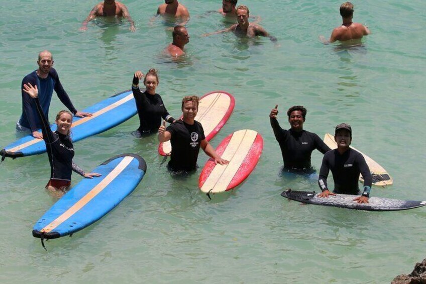 Group surf lesson at Padang-Padang Beach