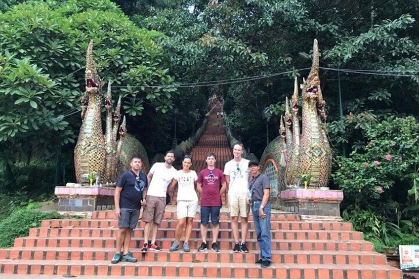 A staircase of 306 steps up to Wat Doi Suthep, it's worth to climb!