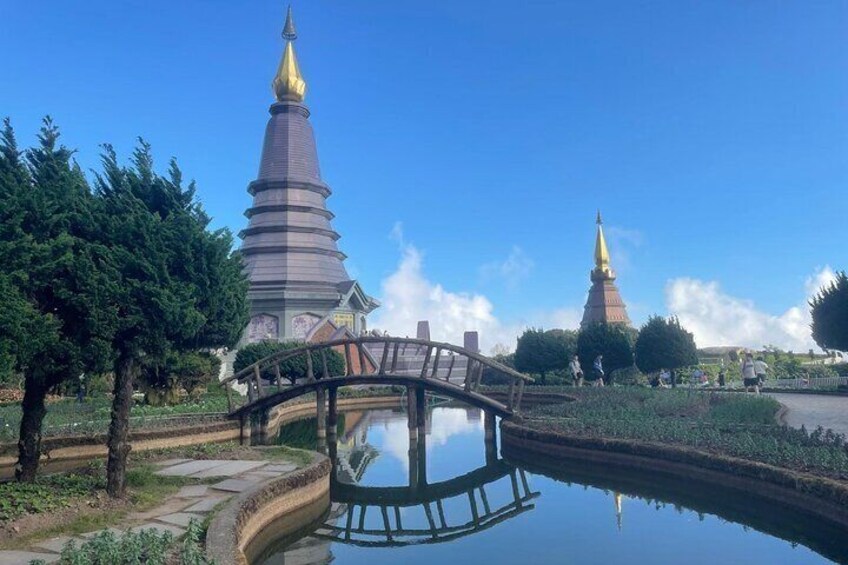 The twin Royal Pagodas, it's near the summit on Doi Inthanon National Park