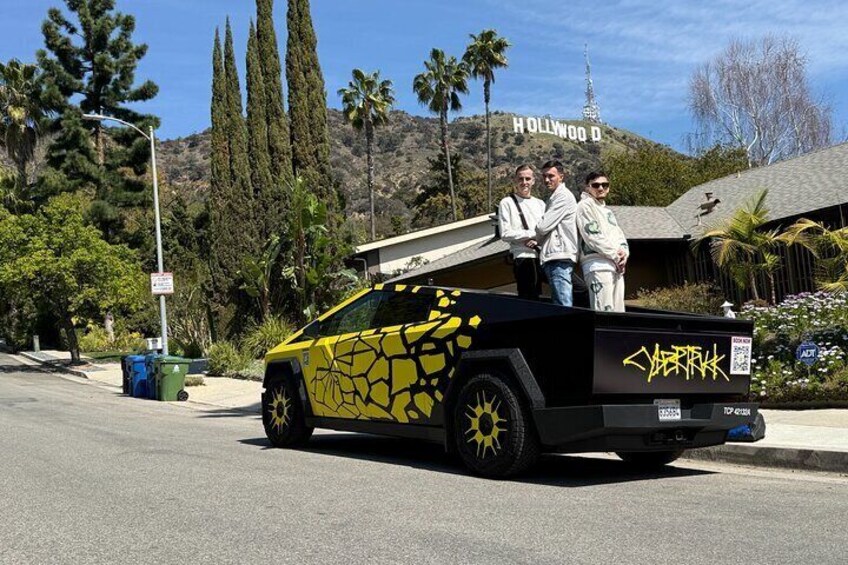 Cybertruck at the Hollywood Sign stop