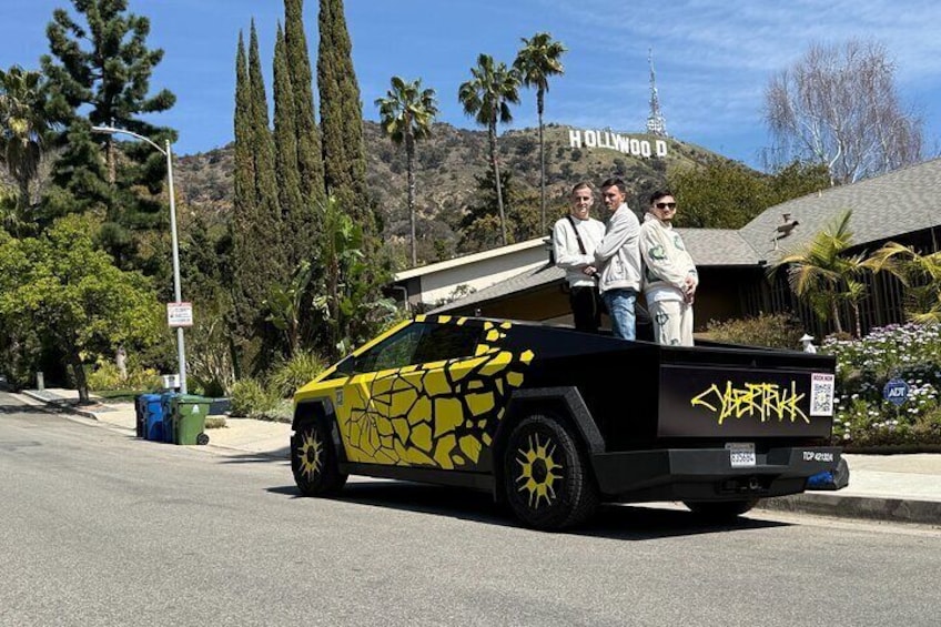 Cybertruck at the Hollywood Sign stop