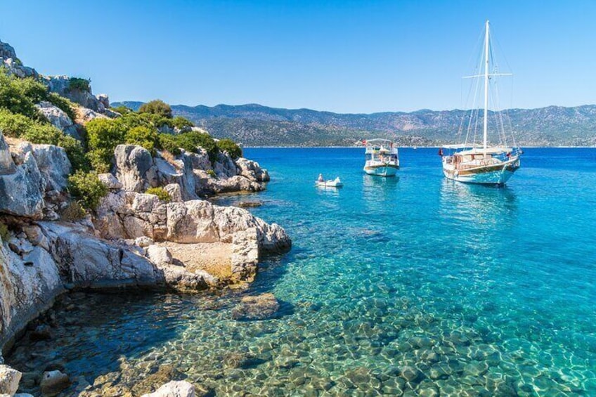 Kekova Tershane Bay with Traditional Turkish Gulets