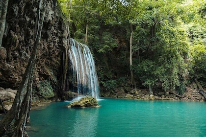 Erawan Waterfall and Kanchanaburi Elephant Care Private Day Trip